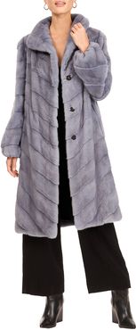 Chevron Mink Fur Short Coat W/ Bubble Sleeves