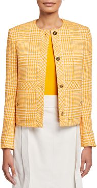 Houndstooth Checked Cotton-Tweed Jacket