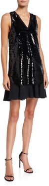 Sequin Sleeveless Tunic Dress with Chiffon Skirt