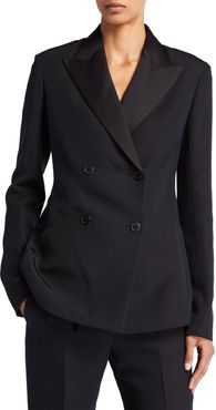 Zori Wool-Silk Double-Breasted Blazer Jacket