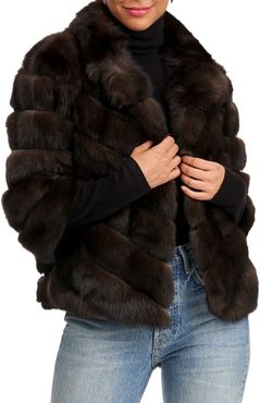 Chevron Russian Sable Fur Short Jacket