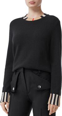 Eyre Cashmere Check-Trim Sweater