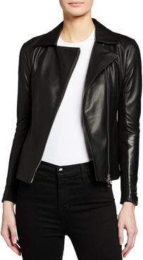 Leather Jacket with Jersey Inset