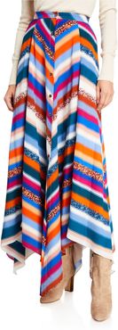 Aquarius Striped Silk Skirt