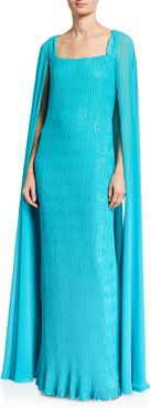 Caped Sequined Gown