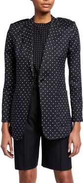 Polka-Dot Print Button-Front Jacket