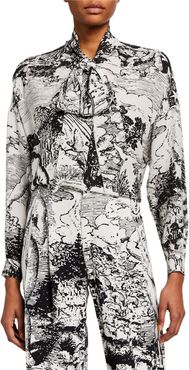 Modern Toile-Print Blouse