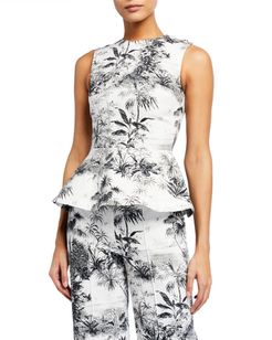 Printed Twill Peplum Top