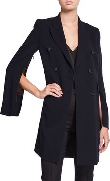 Double-Breasted Slit-Sleeve Wool-Blend Jacket