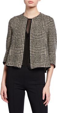 Cashmere Checked Crop Jacket