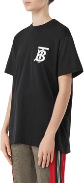 Emerson Oversized T-Shirt with TB Monogram, Black