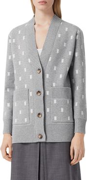 Palena Monogram Jacquard Wool-Cashmere Cardigan Sweater