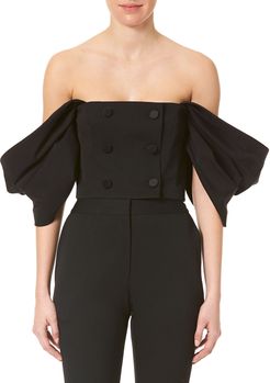 Off-the-Shoulder Corset Top with Buttons