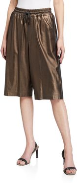 Metallic Leather Bermuda Shorts