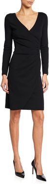 V-Neck Faux-Wrap Milano Jersey Dress