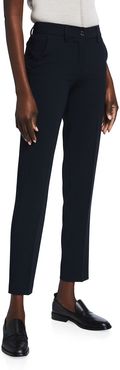Solid Crepe Ankle Trousers