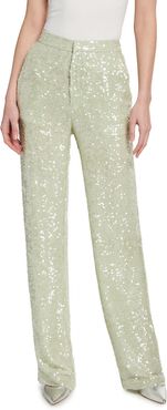 Sequined Viscose High-Waist Trousers