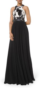 Calf Hair-Bodice Gown With Belt