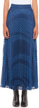 Devore Dot Pleated Midi Skirt