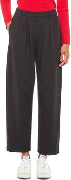 Pleated Front Straight-Leg Jersey Pants