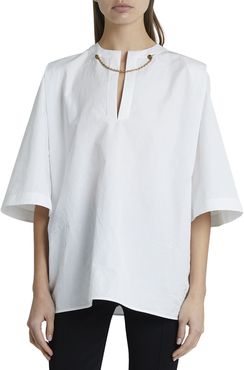 Chain-Neck Poplin Tunic