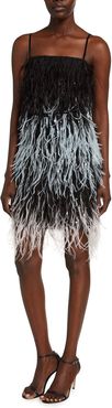 Embroidered Feather Mini Slip Dress
