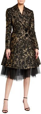 Lurex Jacquard Tulle Underskirt Coat Dress