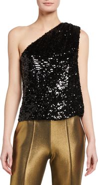 Sequined Viscose Asymmetric Top