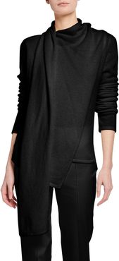 Cashmere Scarf-Neck Sweater, Black