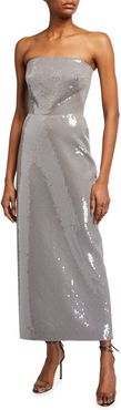 Strapless Sequined Gabardine Cocktail Dress