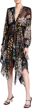 Printed Handkerchief Silk Midi Dress