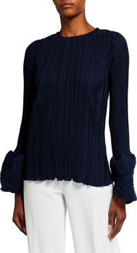 Pleated Bell-Sleeve Top