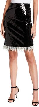 Maisie Sequin Pearl-Trim Pencil Skirt