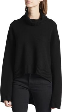 Cashmere High-Low Turtleneck Sweater