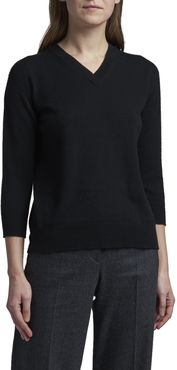 Alashan 3/4-Sleeve Cashmere V-Neck Sweater