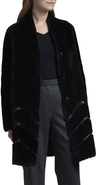 Shearling Reversible Leather Chevron Coat