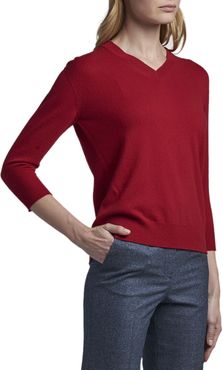 Alashan V-Neck 3/4-Sleeve Cashmere Sweater