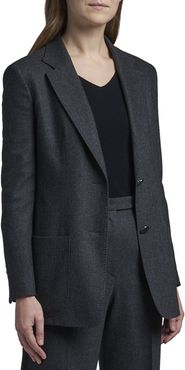 Stretch Wool-Cashmere Two-Button Jacket w/ Patch Pockets