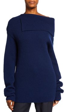 Fold-Over Ribbed Sweater
