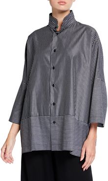 Paneled-Edge Slope-Shoulder Shirt