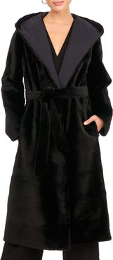 Sheared Horizontal Mink Fur Coat with Belt