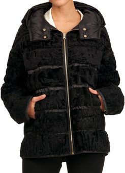Reversible Horizontal Lamb Fur Parka Coat