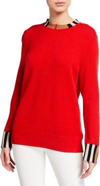 Eyre Cashmere Sweater w/ Icon Stripe Trim