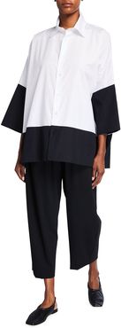 Colorblocked Slope-Shoulder Shirt