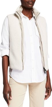 Rib Knit & Quilted Cashmere Reversible Vest