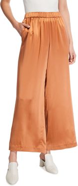 Wide-Leg Silk Charmeuse Pants