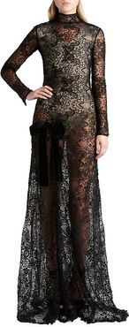 Long-Sleeve Lace Gown
