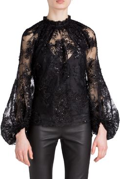 Billowing Sleeve Lace Top