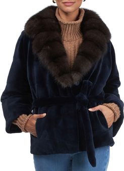 Sheared Mink Jacket With Sable Collar