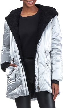 Parka Coat With Shearling Lamb Trim